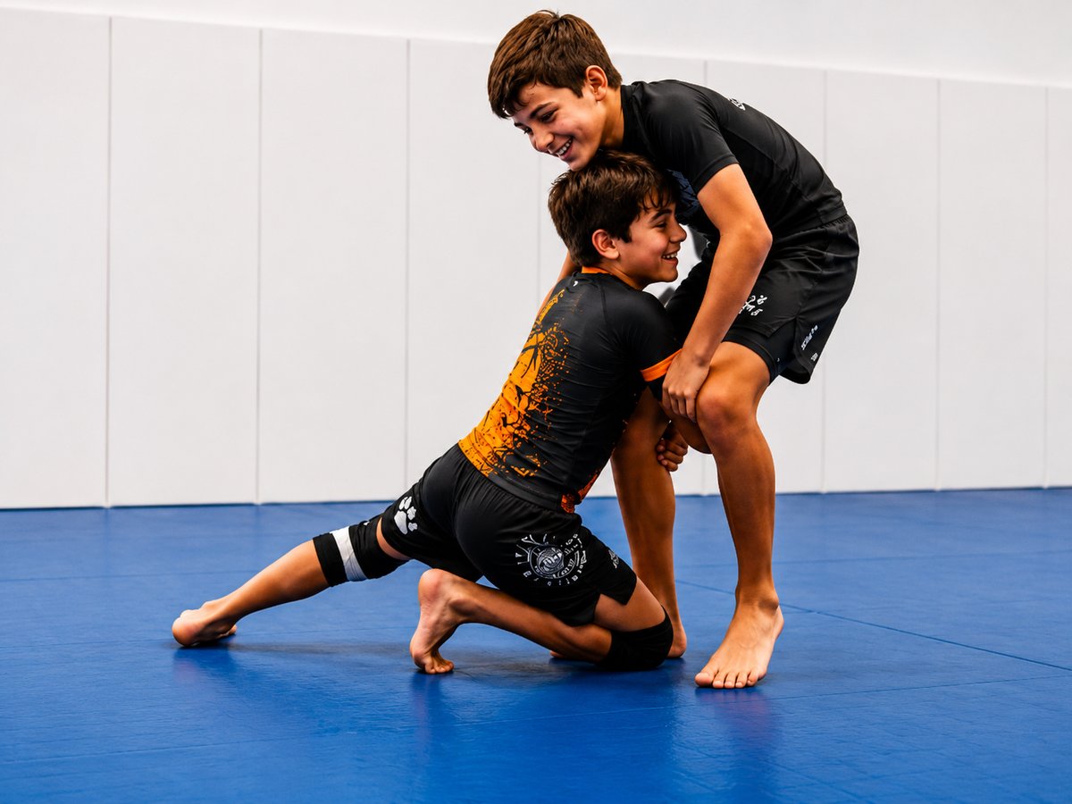 Kids submission grappling and wrestling class at Ramona MMA Center